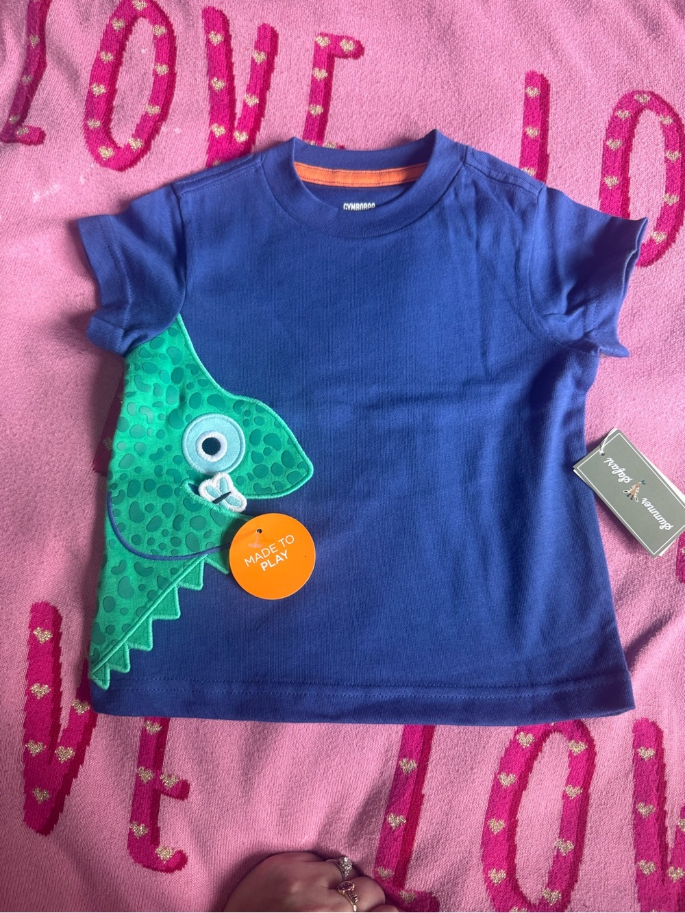 Gymboree Royal Blue Short-Sleeve Tee with Green Chameleon Applique NWT